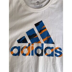 Adidas Men's Large White Camo Logo Graphic T-Shirt Regular Fit Multi Sport